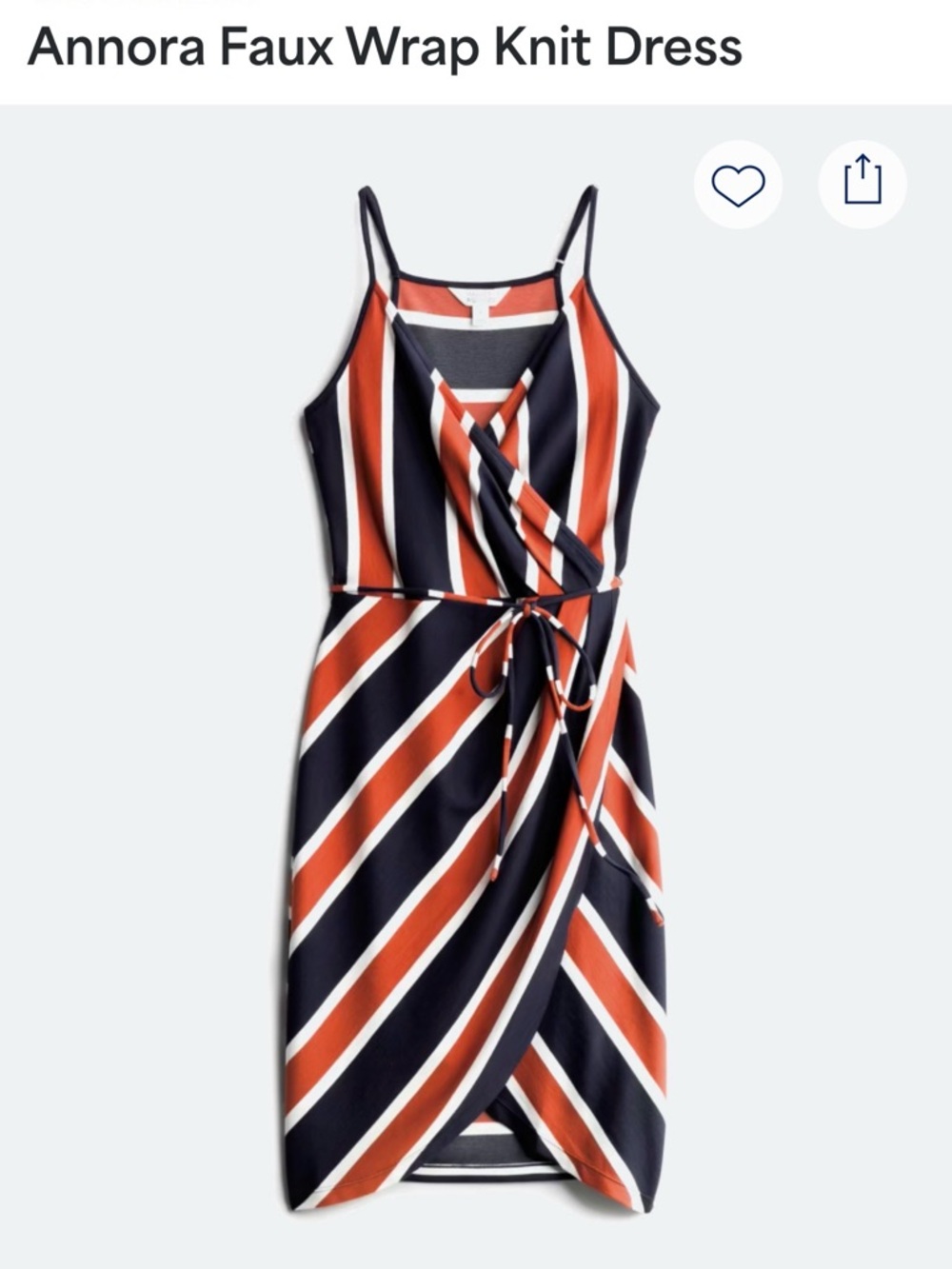 Spaghetti Strap Striped Wrap Dress with tie.